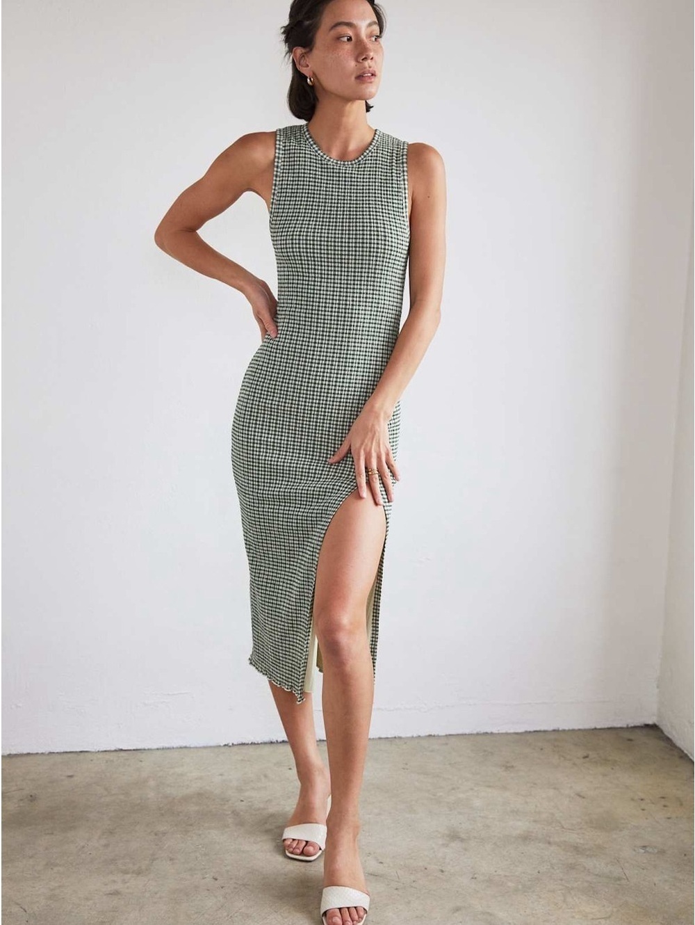 Aritzia Wilfred Verona Dress - Green Gingham - Small